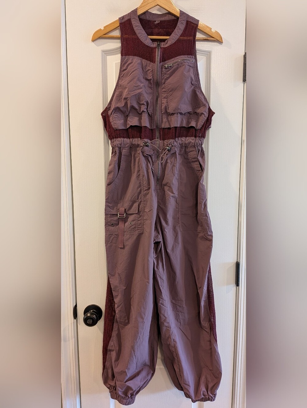 Free People Mauve Utility Jumpsuit with Contrast Panels - Picture 3 of 16